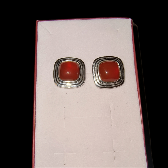 Carnelian & Sterling Silver Post Earrings - Picture 4 of 9